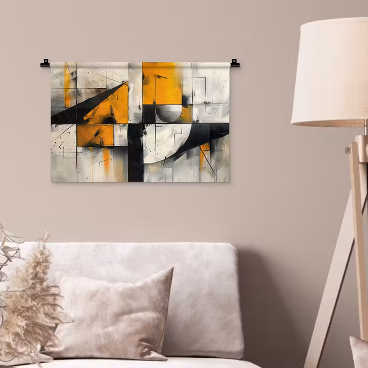 Wandkleed - Geel - Abstract - Modern - Vormen — 2