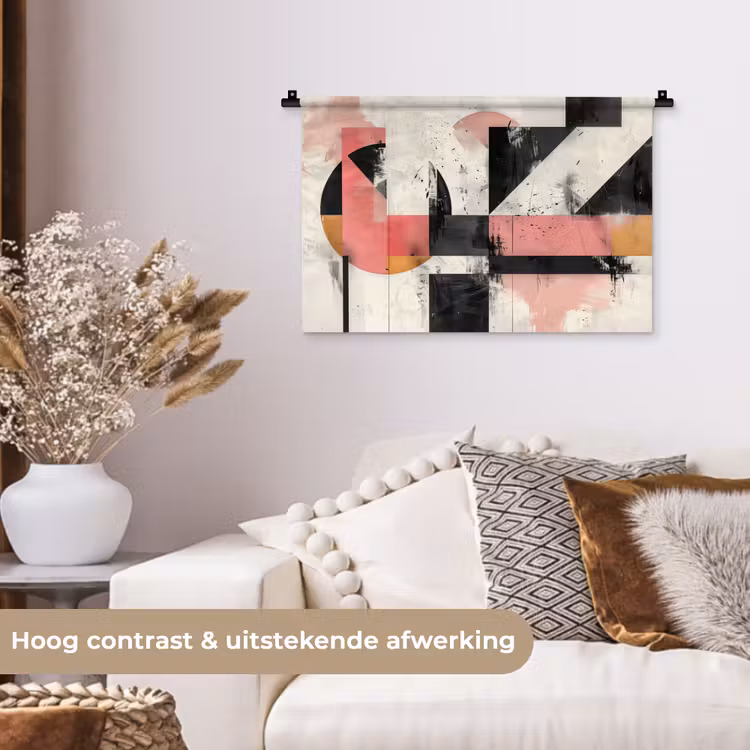Wandkleed - Roze - Abstract - Aesthetic - Modern - Vormen — 4