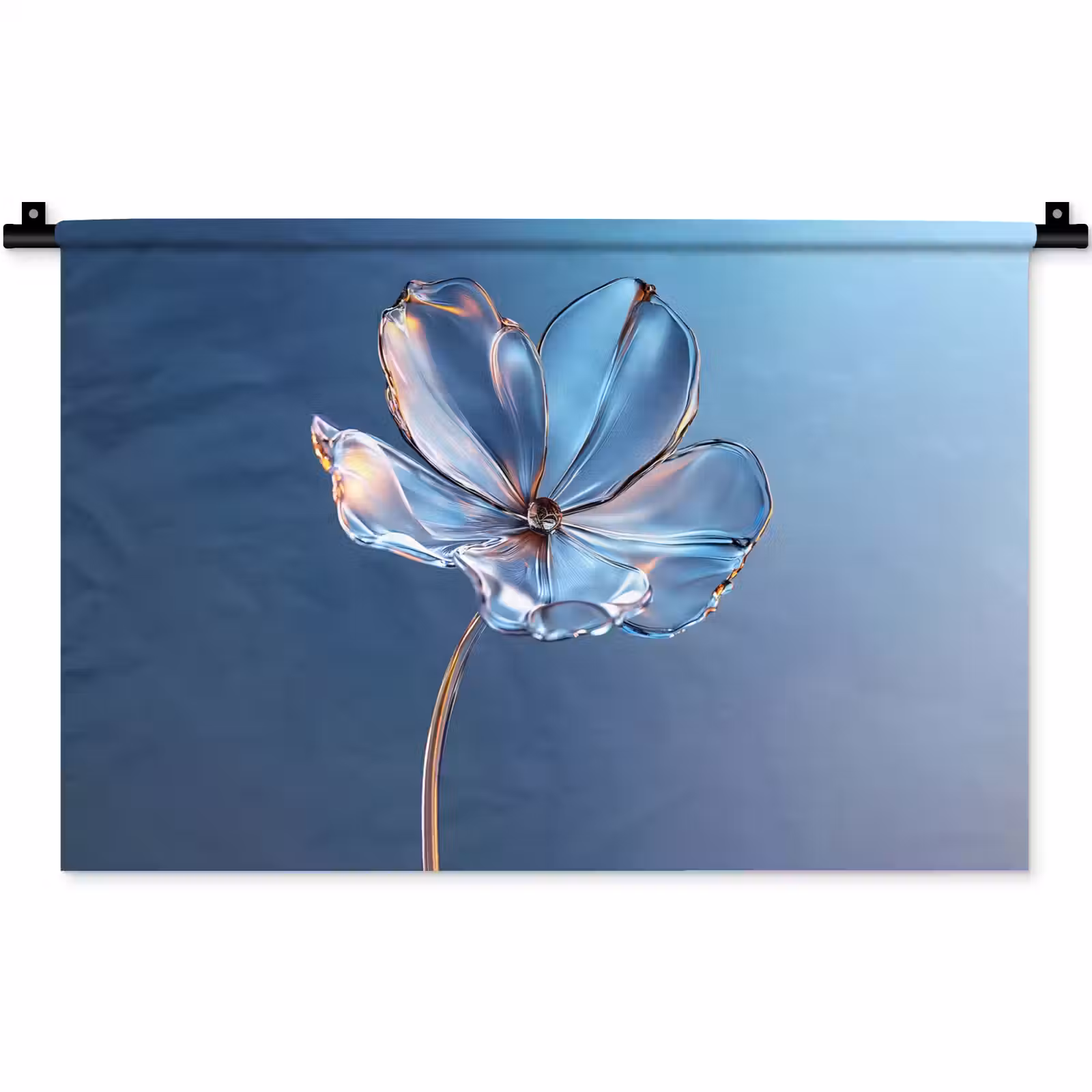 Wandkleed - Blauw - Bloem - Glazen - Sierlijk — 1