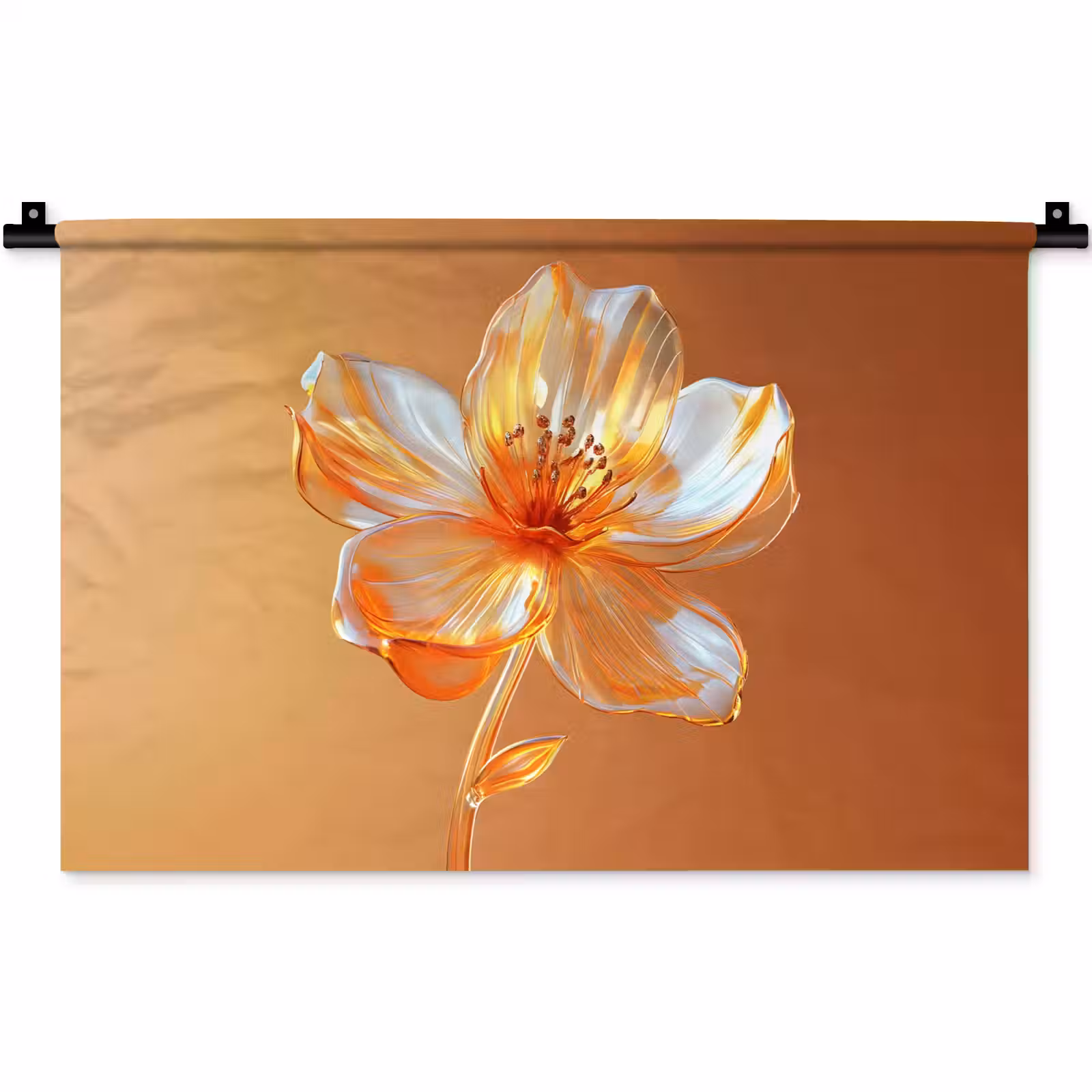Wandkleed - Glazen - Bloem - Oranje — 1