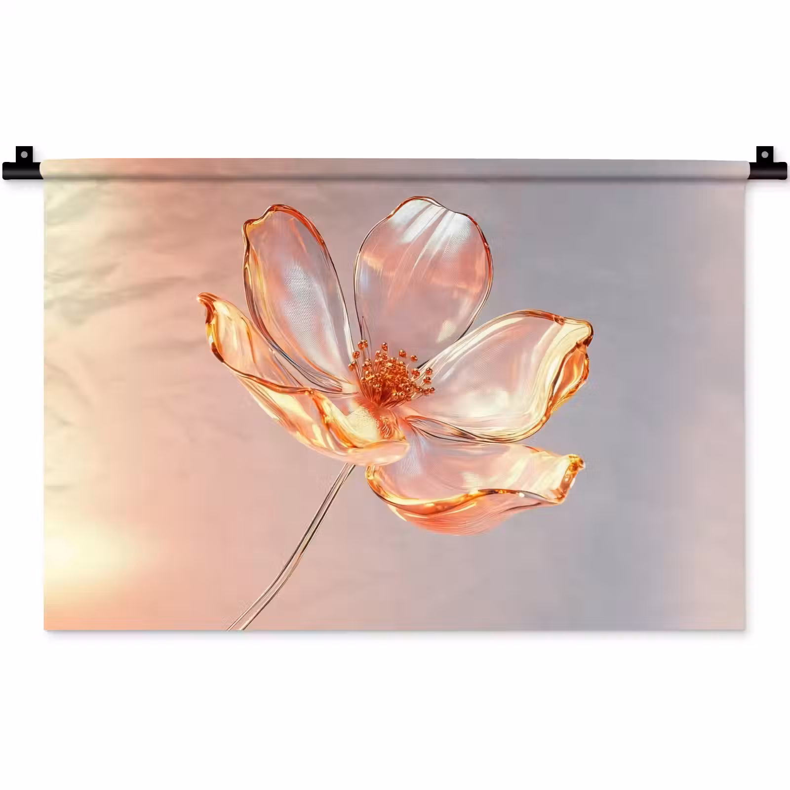 Wandkleed - Glazen - Bloem - Roze — 1