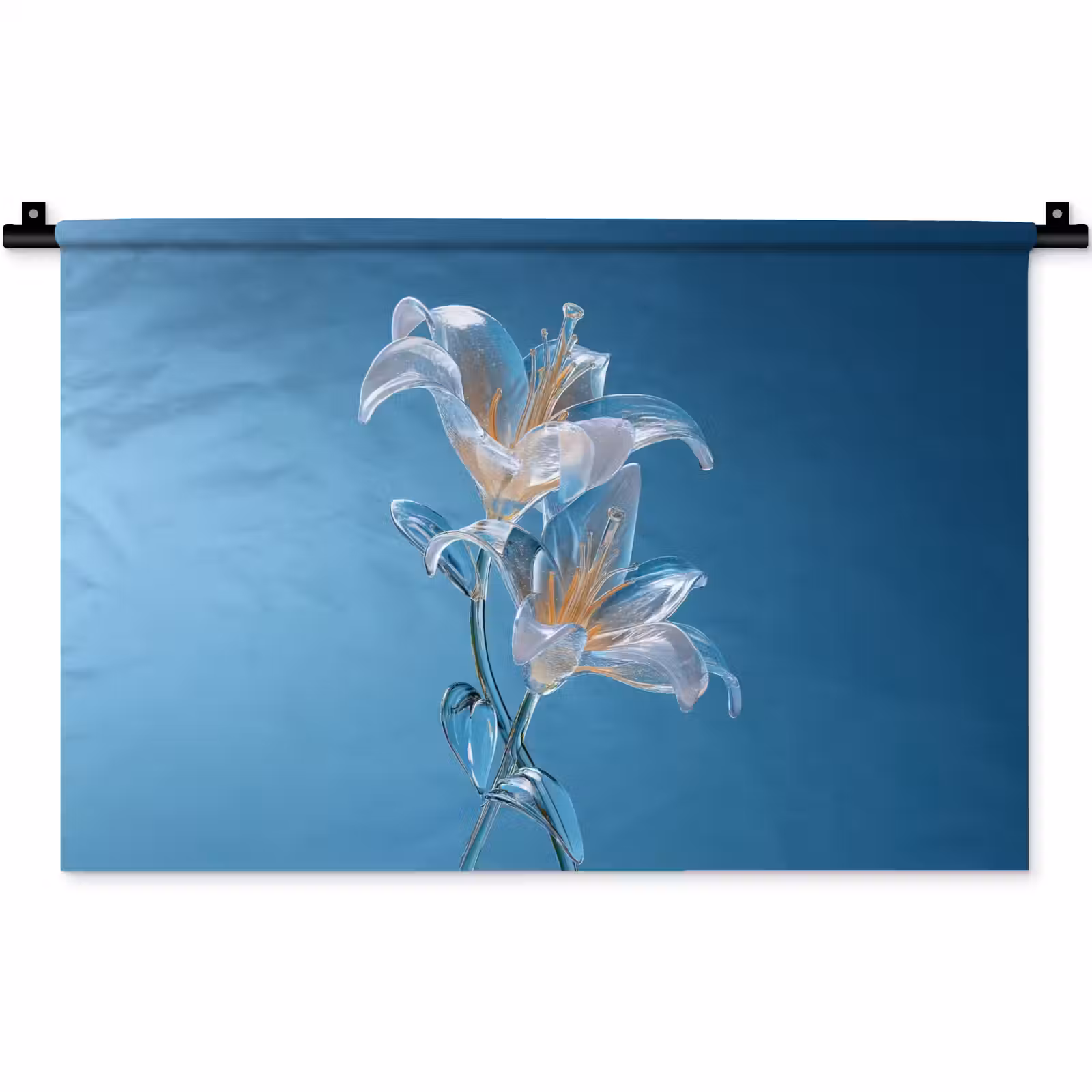 Wandkleed - Lelies - Blauw - Glazen — 1