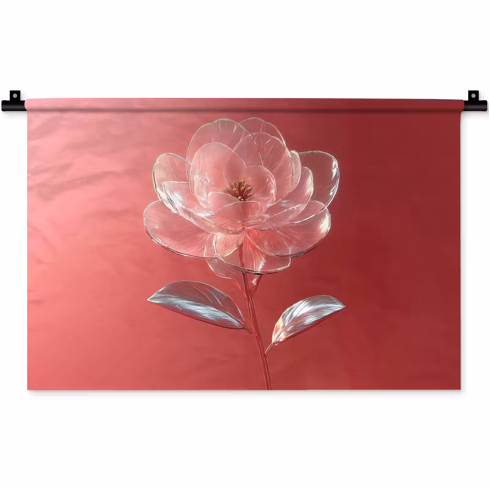 Wandkleed - Sierlijk - Bloem - Roze - Glazen — 1