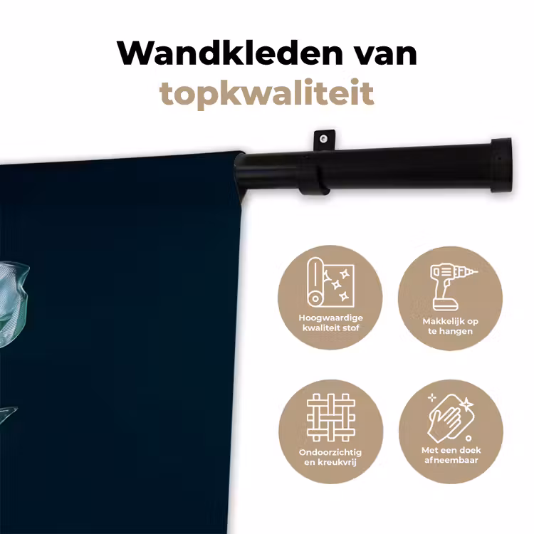 Wandkleed - Bladeren - Bloem - Glazen - Donkerblauw — 3