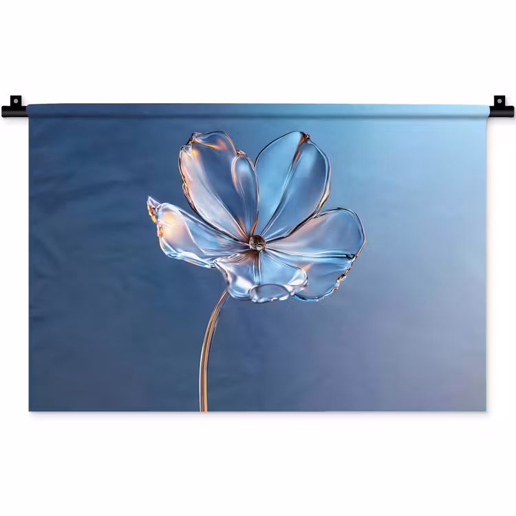 Wandkleed - Blauw - Bloem - Glazen - Sierlijk — 1