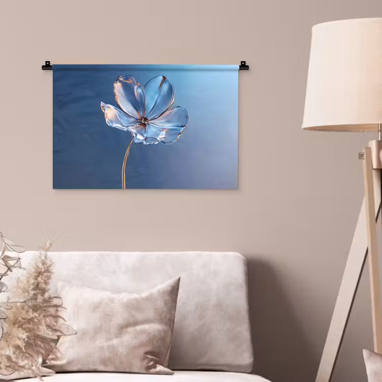 Wandkleed - Blauw - Bloem - Glazen - Sierlijk — 2