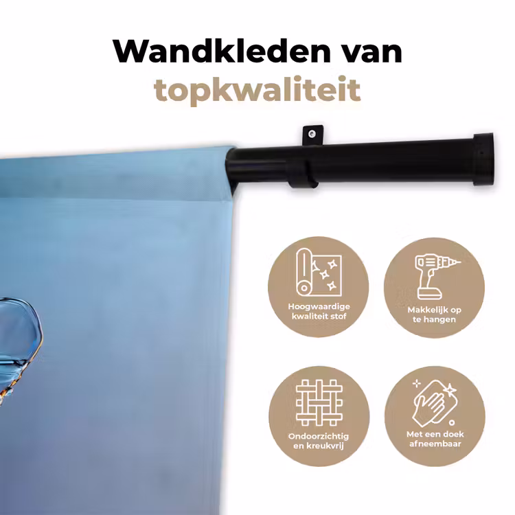 Wandkleed - Blauw - Bloem - Glazen - Sierlijk — 3