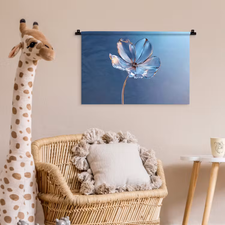 Wandkleed - Blauw - Bloem - Glazen - Sierlijk — 5