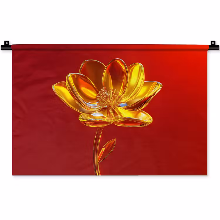 Wandkleed - Bloem - Goud - Glazen — 1