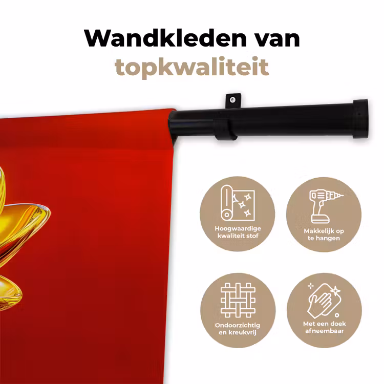 Wandkleed - Bloem - Goud - Glazen — 3