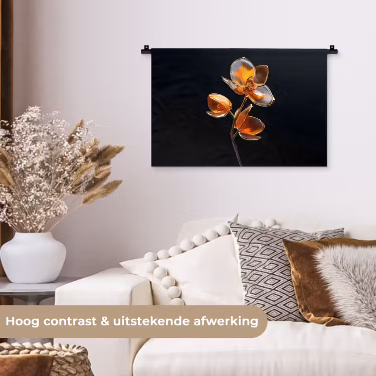 Wandkleed - Bloem - Orchidee - Oranje — 4