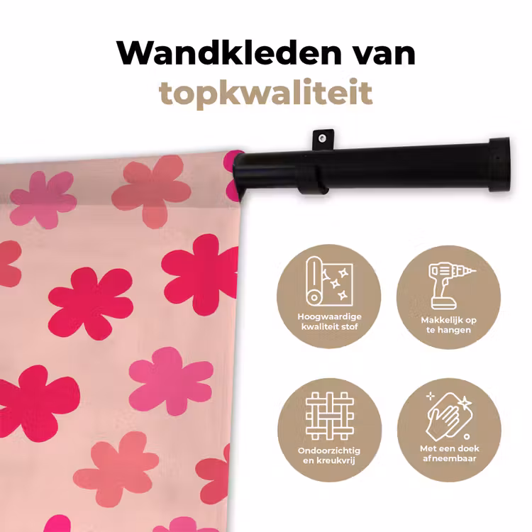 Wandkleed - Bloemen - Patroon - Roze — 3