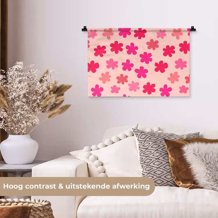 Wandkleed - Bloemen - Patroon - Roze — 4