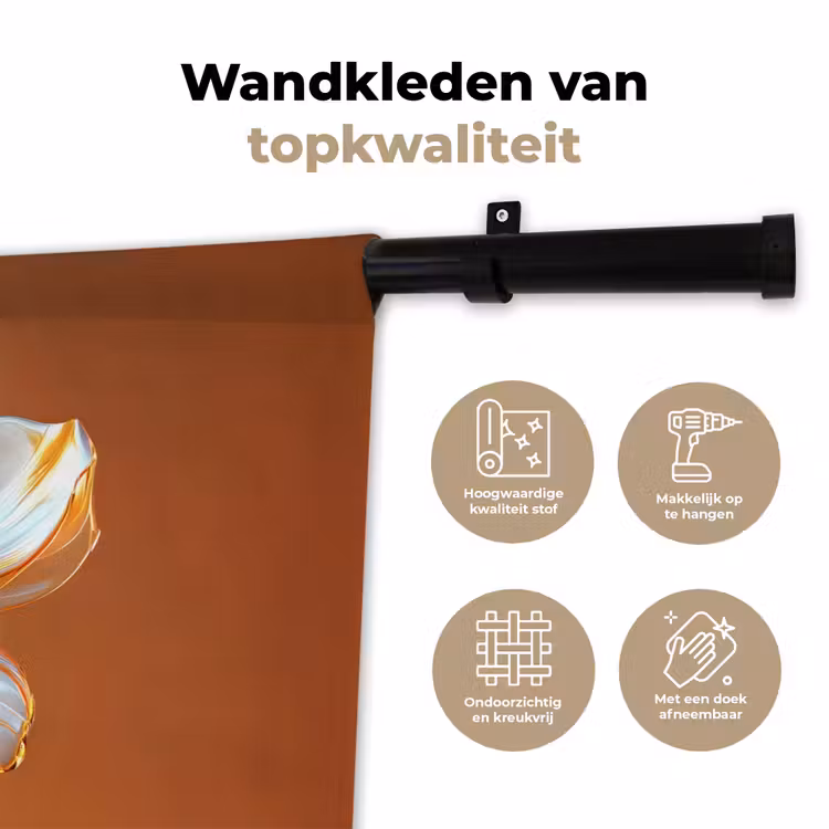 Wandkleed - Glazen - Bloem - Oranje — 3