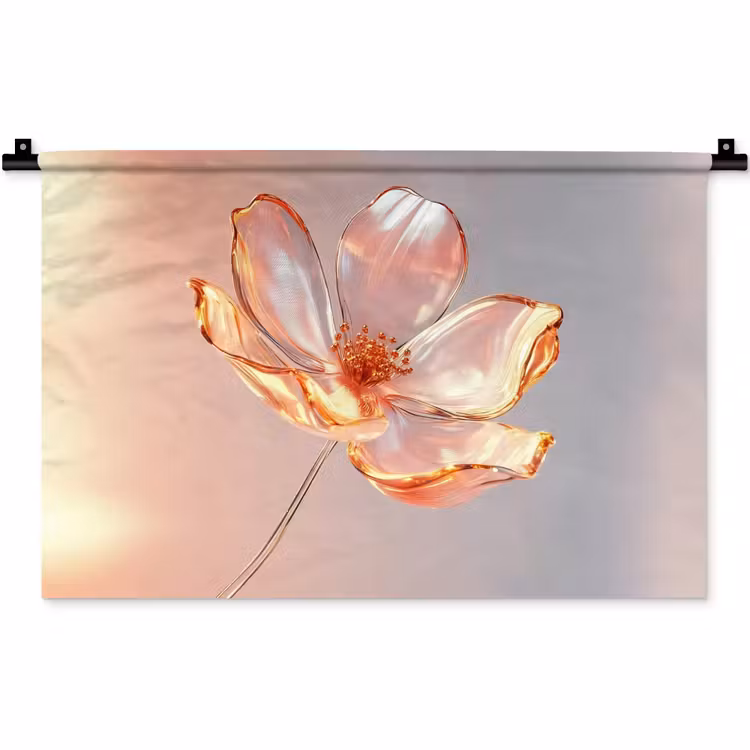 Wandkleed - Glazen - Bloem - Roze — 1