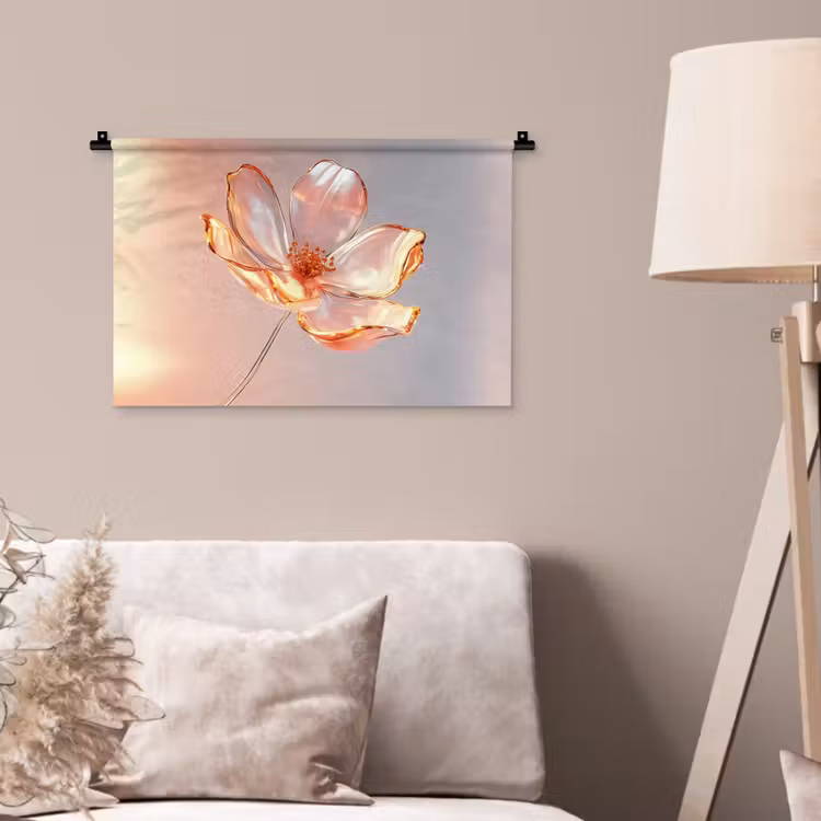 Wandkleed - Glazen - Bloem - Roze — 2