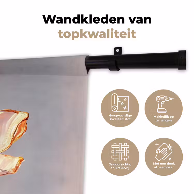 Wandkleed - Glazen - Bloem - Roze — 3