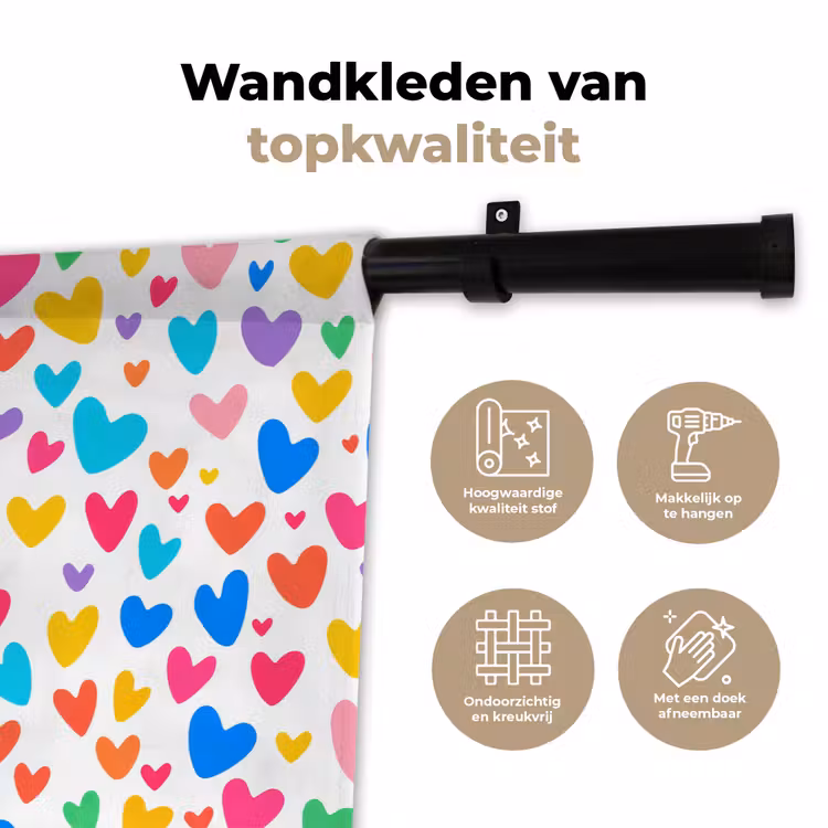 Wandkleed - Hartjes - Kleurrijk - Patroon - Levendig — 3