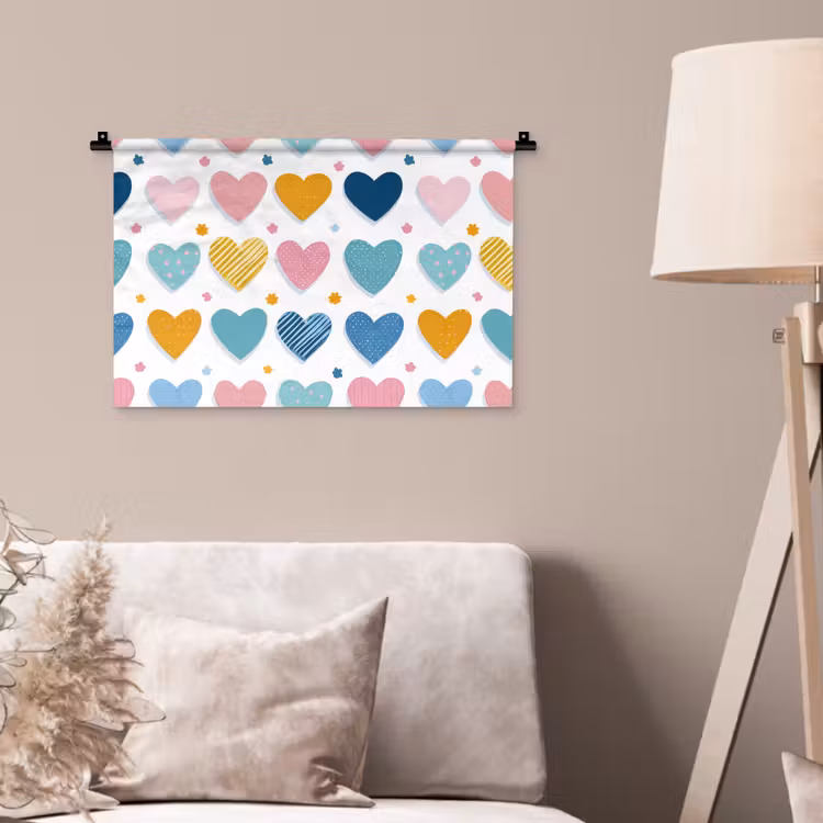 Wandkleed - Hartjes - Pastel - Patroon — 2