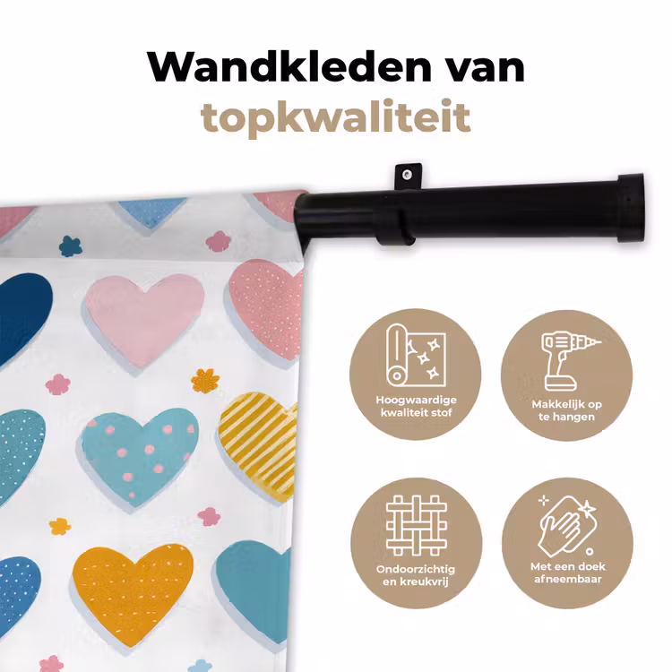 Wandkleed - Hartjes - Pastel - Patroon — 3