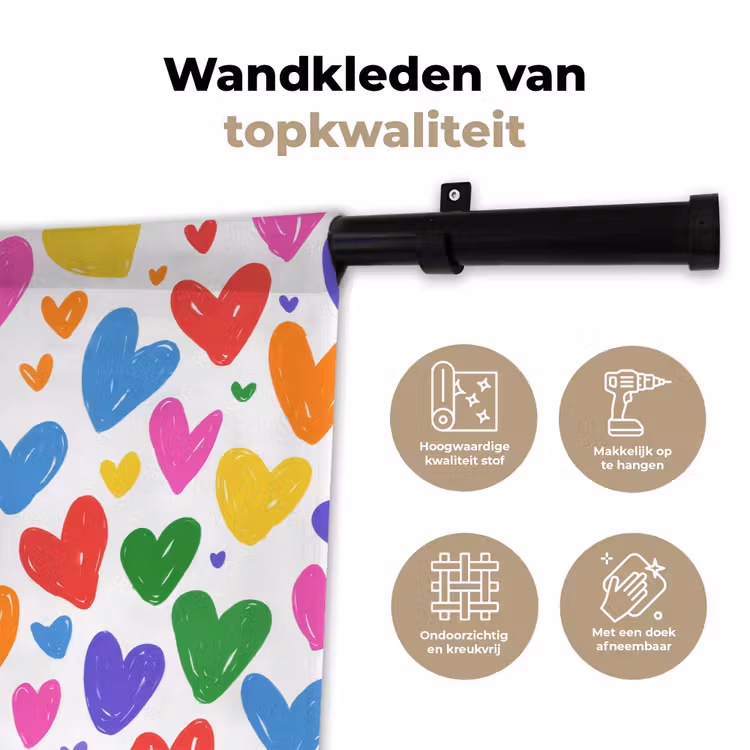 Wandkleed - Hartjes - Patroon - Kleurrijk — 3