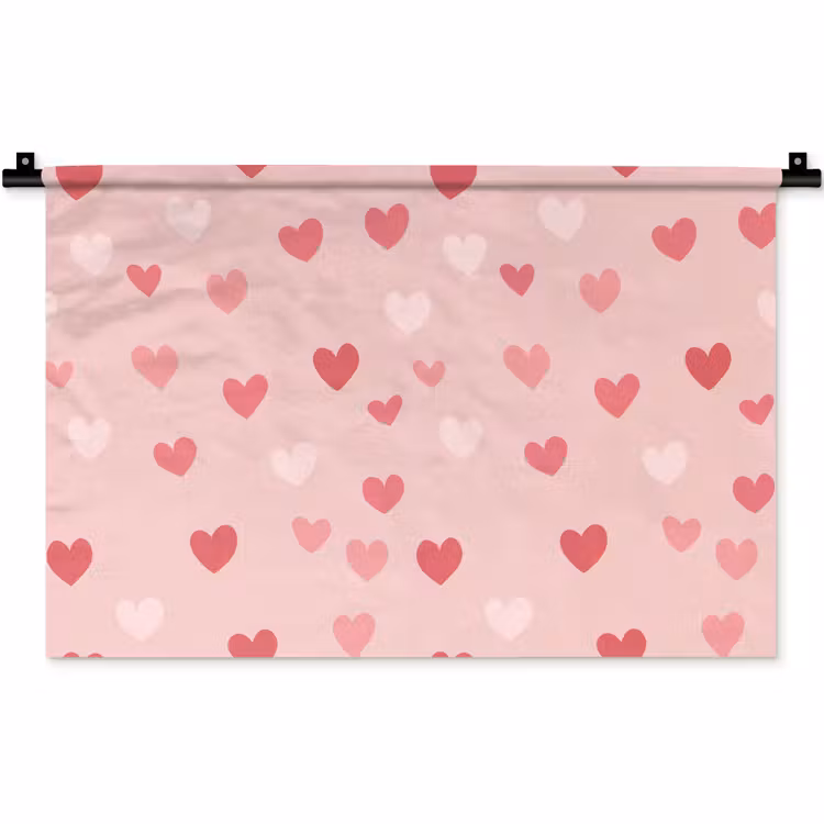 Wandkleed - Hartjes - Patroon - Roze — 1
