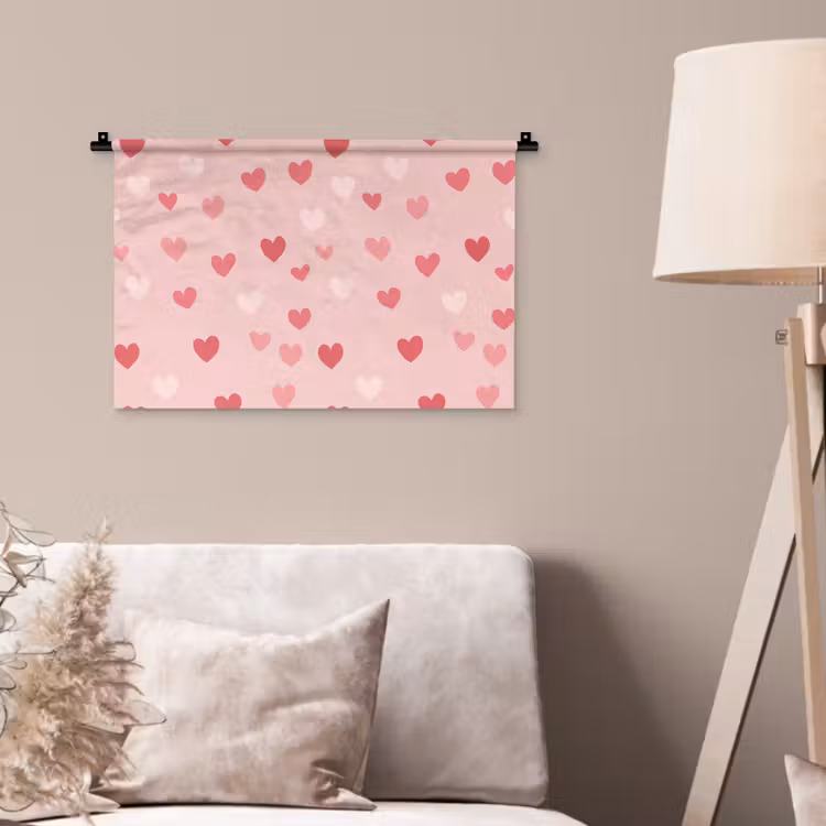 Wandkleed - Hartjes - Patroon - Roze — 2