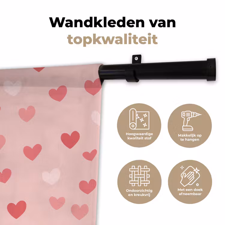 Wandkleed - Hartjes - Patroon - Roze — 3