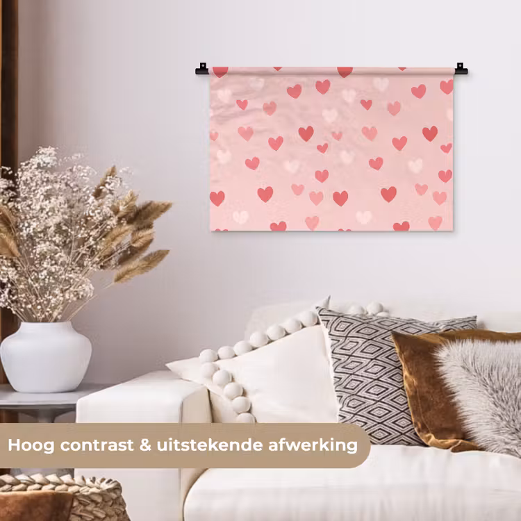 Wandkleed - Hartjes - Patroon - Roze — 4