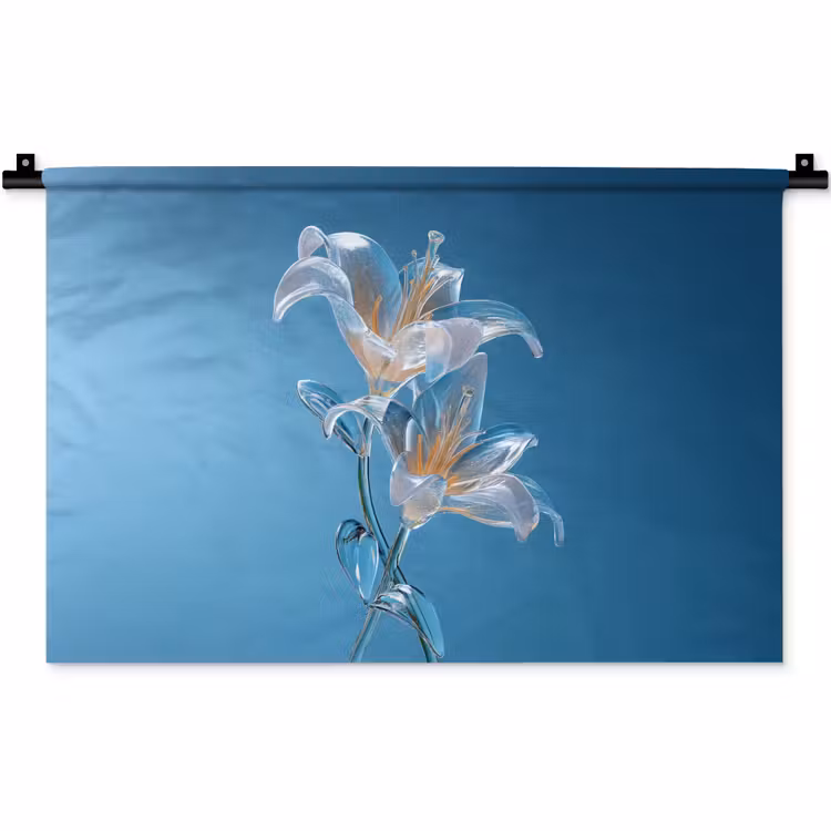 Wandkleed - Lelies - Blauw - Glazen — 1
