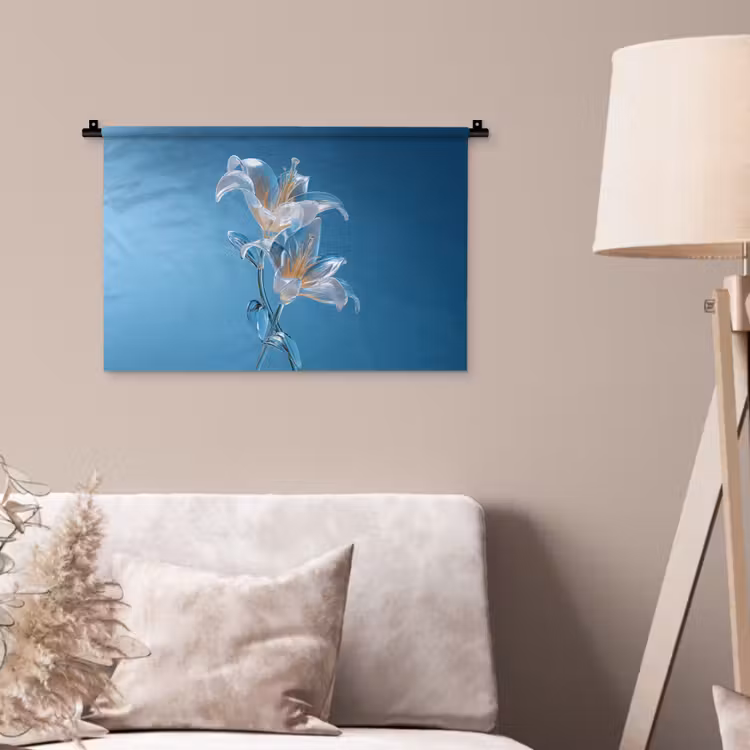 Wandkleed - Lelies - Blauw - Glazen — 2