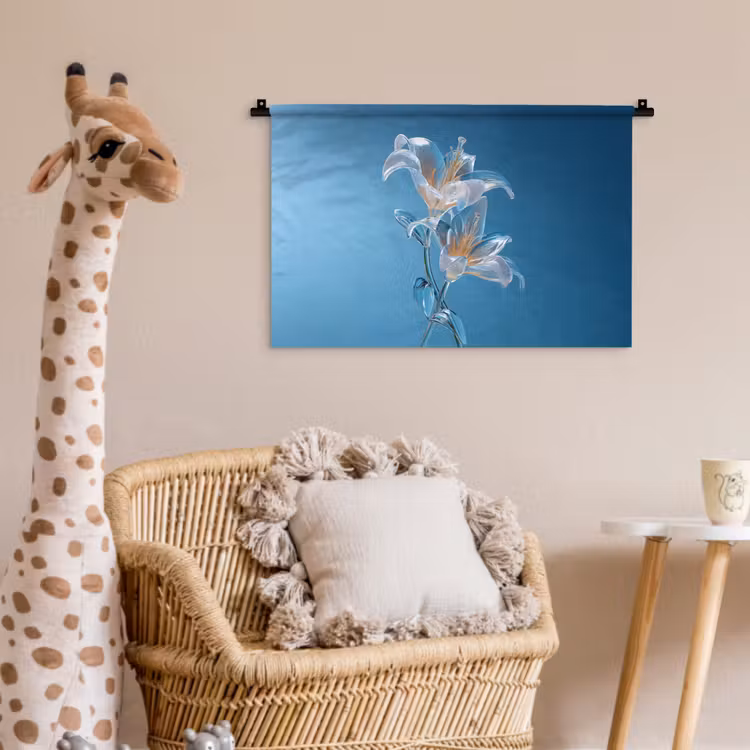 Wandkleed - Lelies - Blauw - Glazen — 5