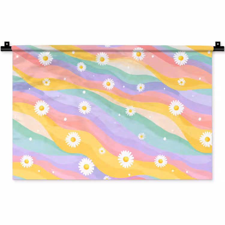 Wandkleed - Madeliefjes - Kleurrijk - Pastel — 1