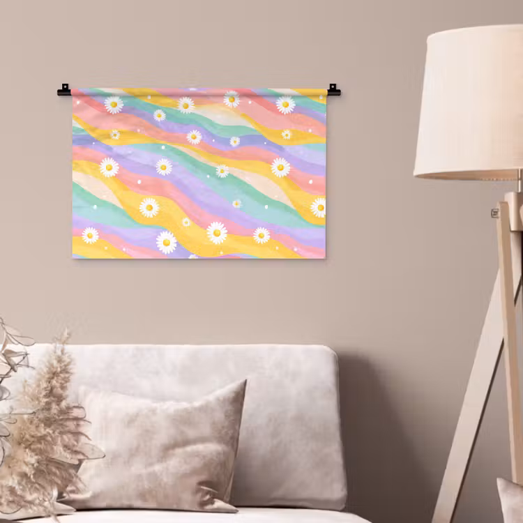 Wandkleed - Madeliefjes - Kleurrijk - Pastel — 2