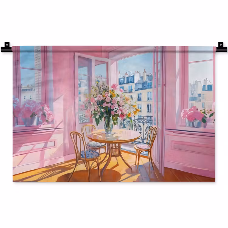 Wandkleed - Pink - City - Bloemen — 1