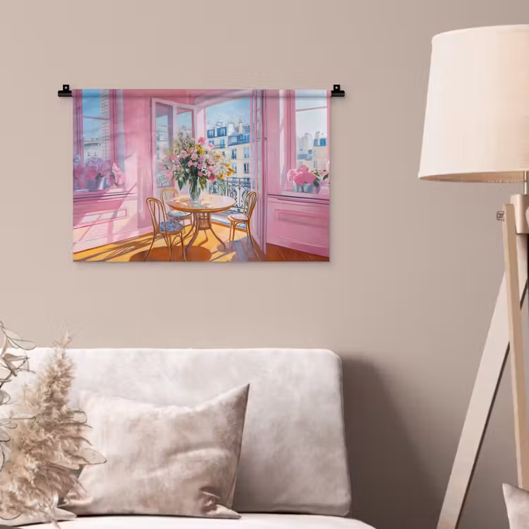 Wandkleed - Pink - City - Bloemen — 2