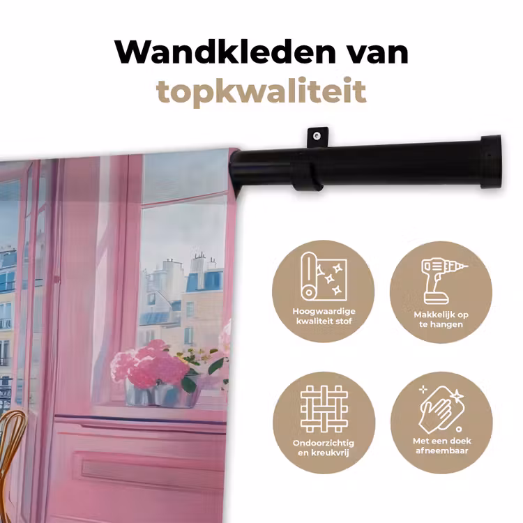 Wandkleed - Pink - City - Bloemen — 3