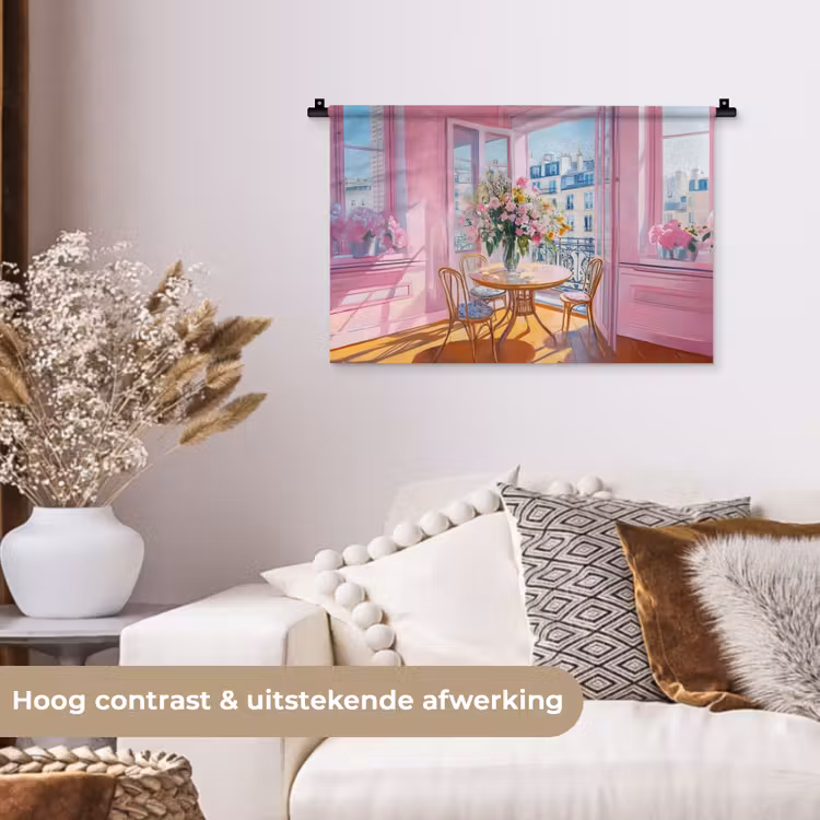 Wandkleed - Pink - City - Bloemen — 4