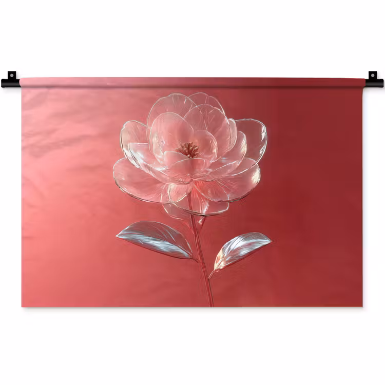 Wandkleed - Sierlijk - Bloem - Roze - Glazen — 1