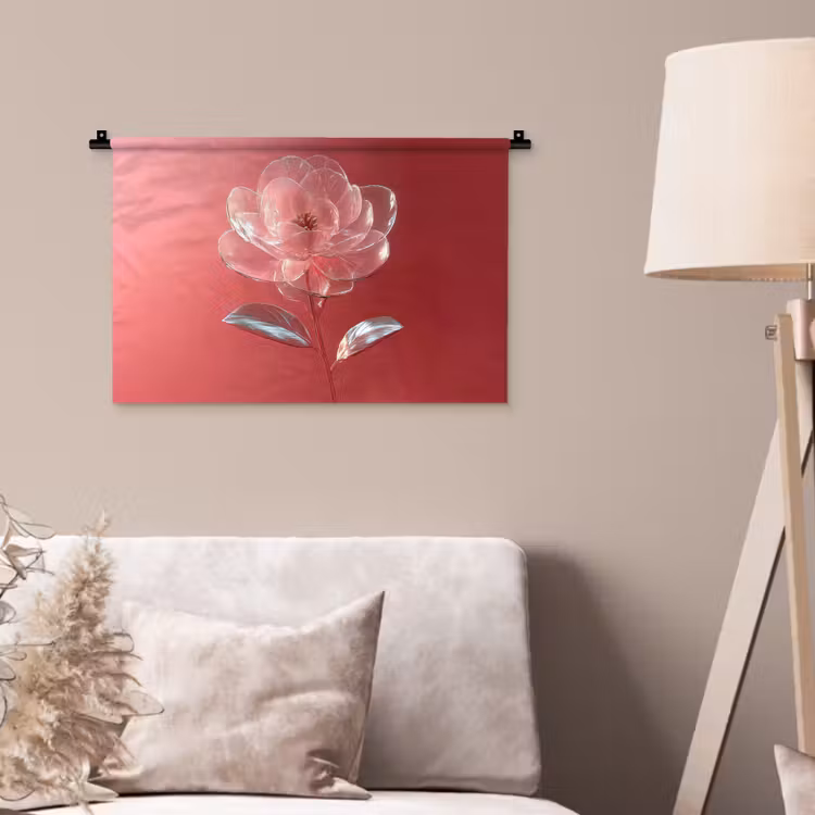 Wandkleed - Sierlijk - Bloem - Roze - Glazen — 2