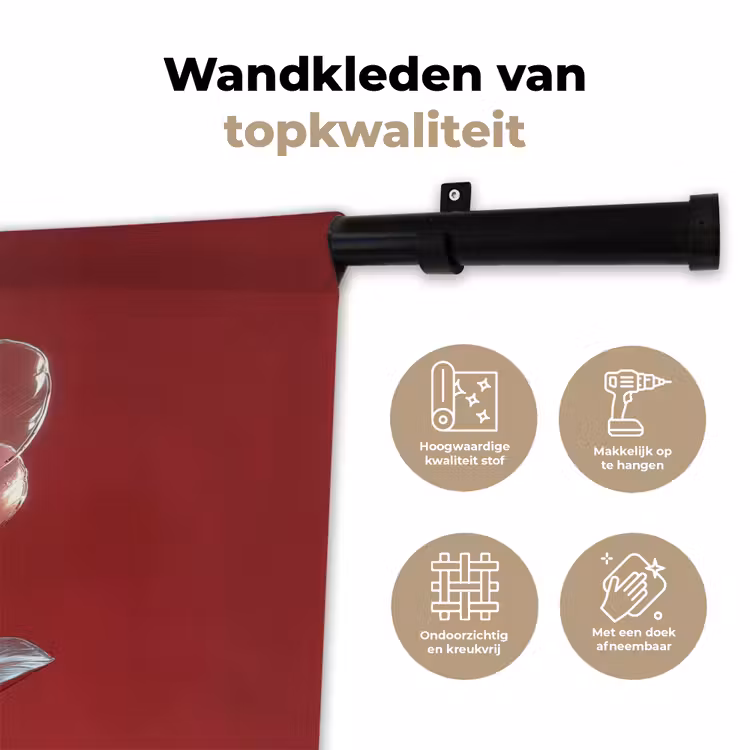 Wandkleed - Sierlijk - Bloem - Roze - Glazen — 3