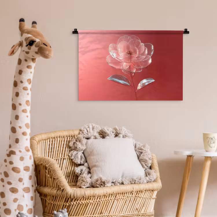 Wandkleed - Sierlijk - Bloem - Roze - Glazen — 5