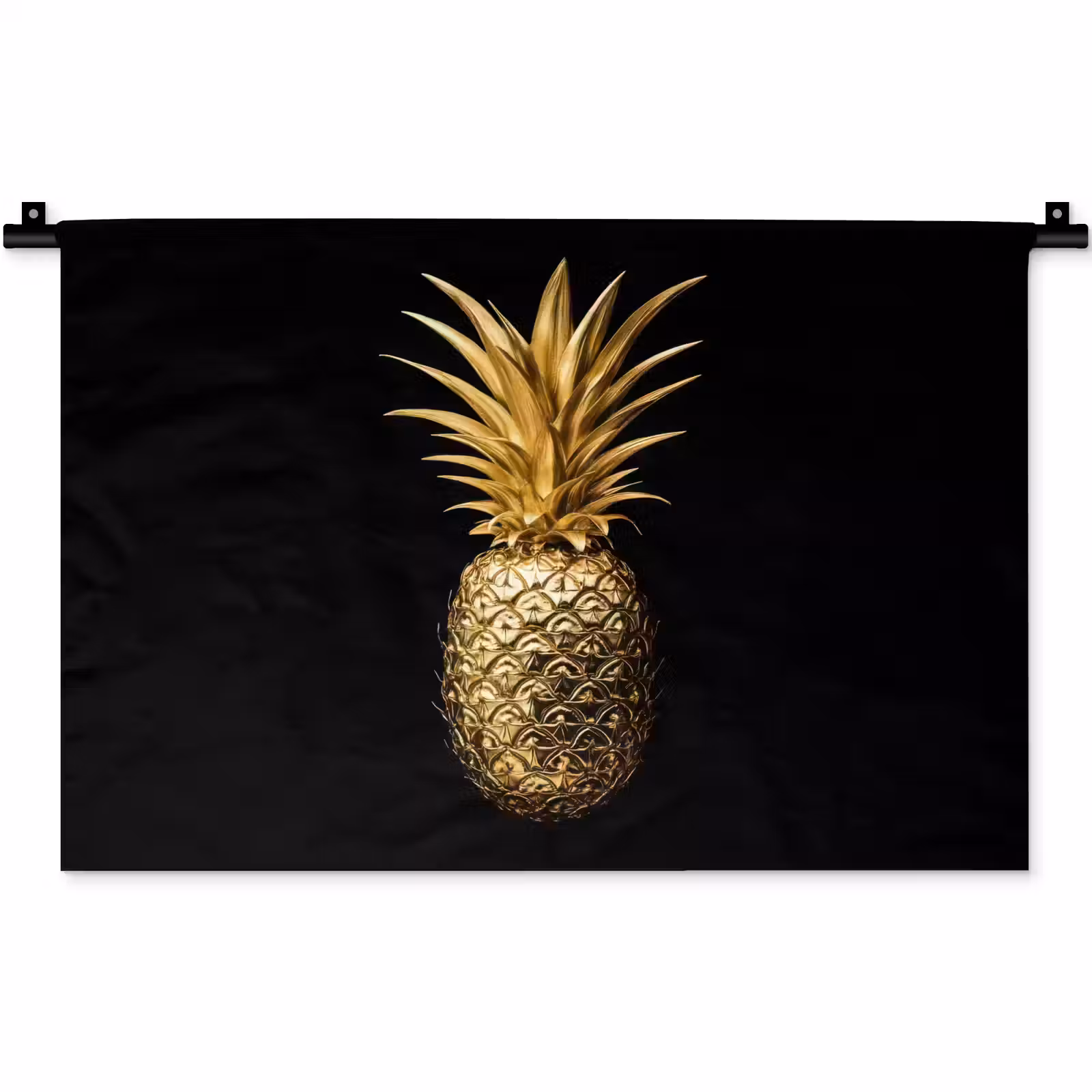 Wandkleed - Ananas - Zwart - Goud - Luxe — 1