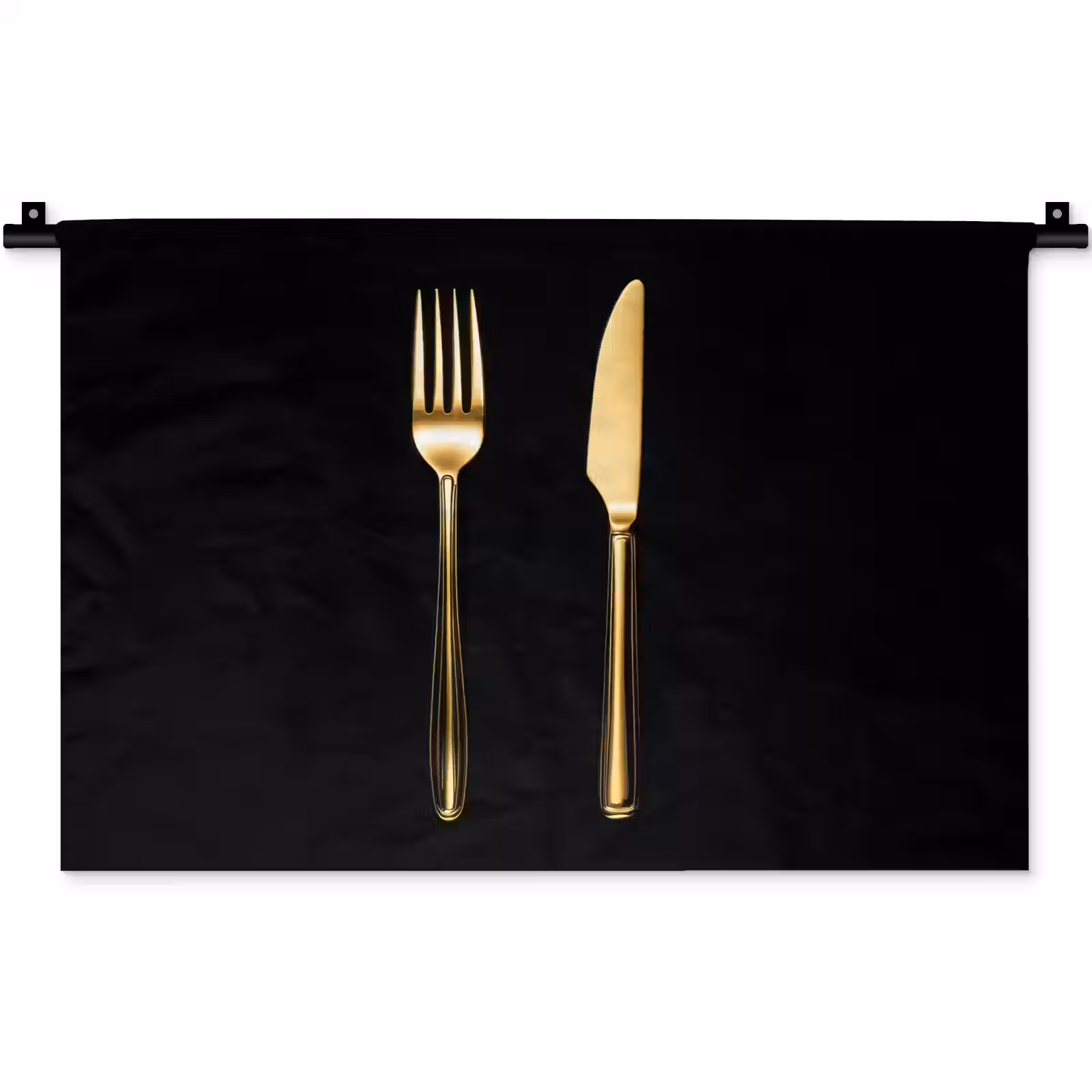 Wandkleed - Bestek - Goud - Mes - Vork — 1