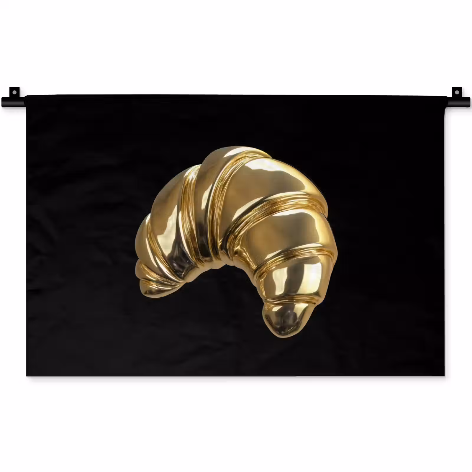 Wandkleed - Croissant - Brood - Goud - Zwart — 1