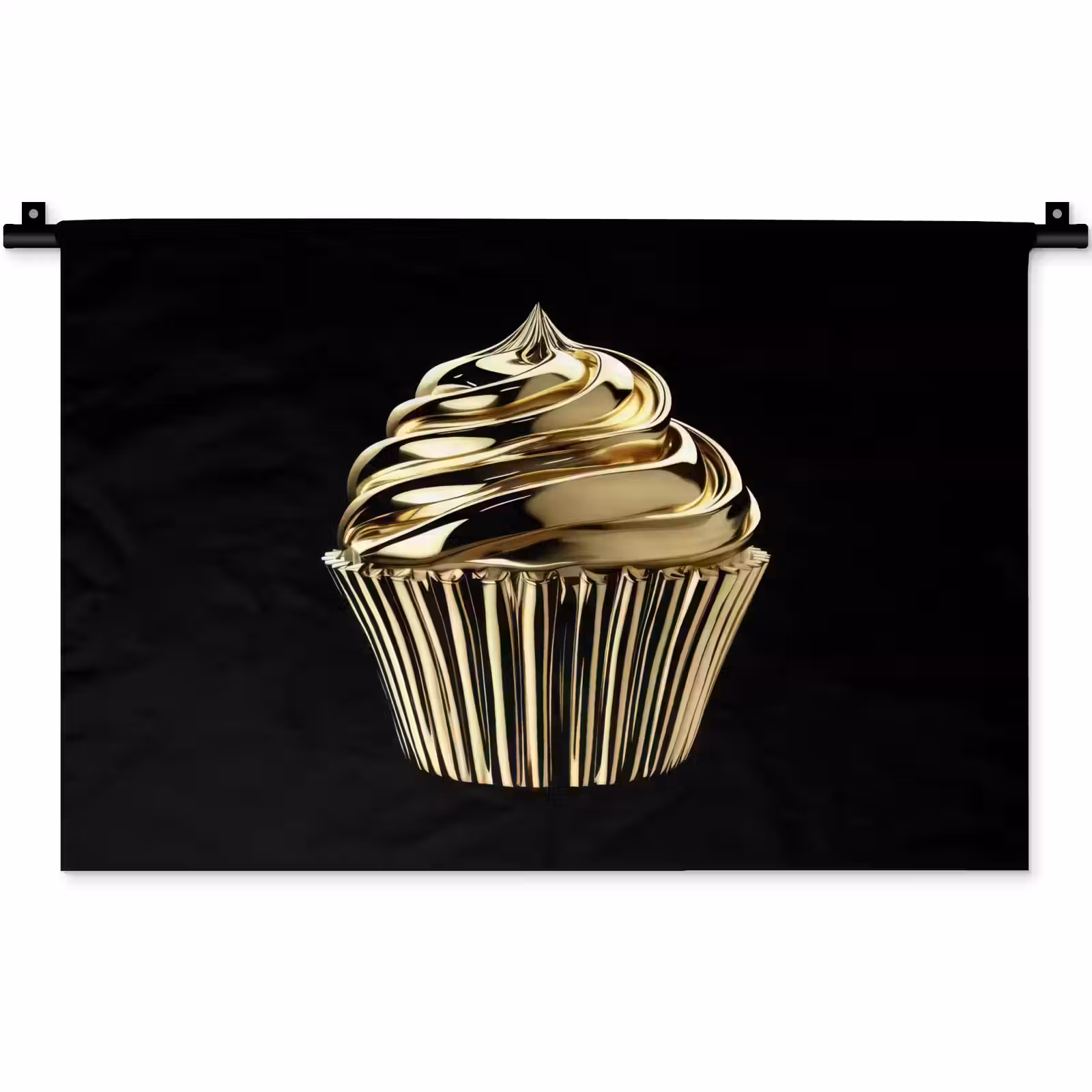 Wandkleed - Cupcake - Eten - Goud - Zwart — 1