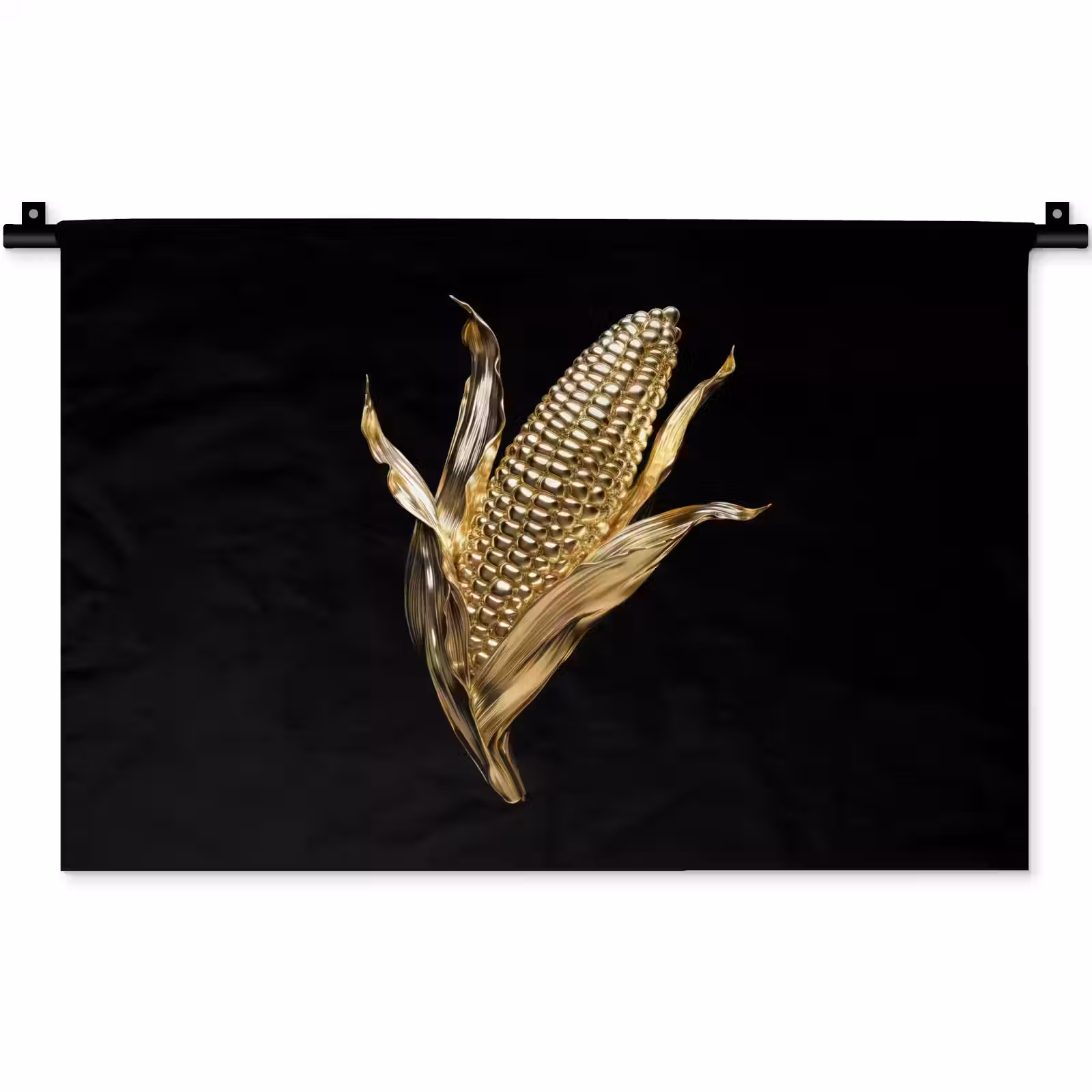 Wandkleed - Mais - Eten - Goud - Zwart — 1