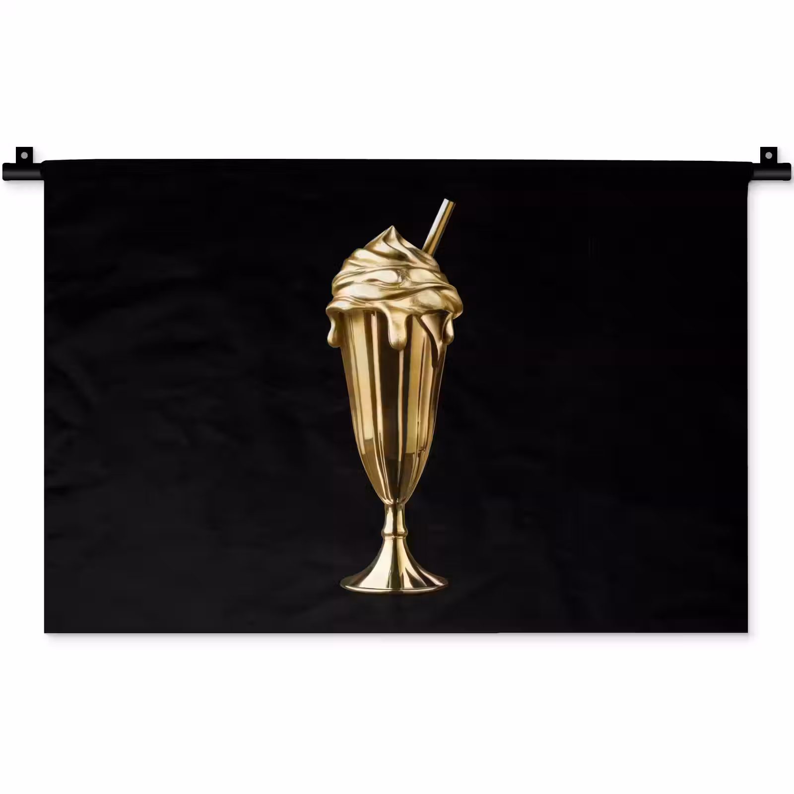 Wandkleed - Milkshake - Goud - Drinken - Zwart — 1