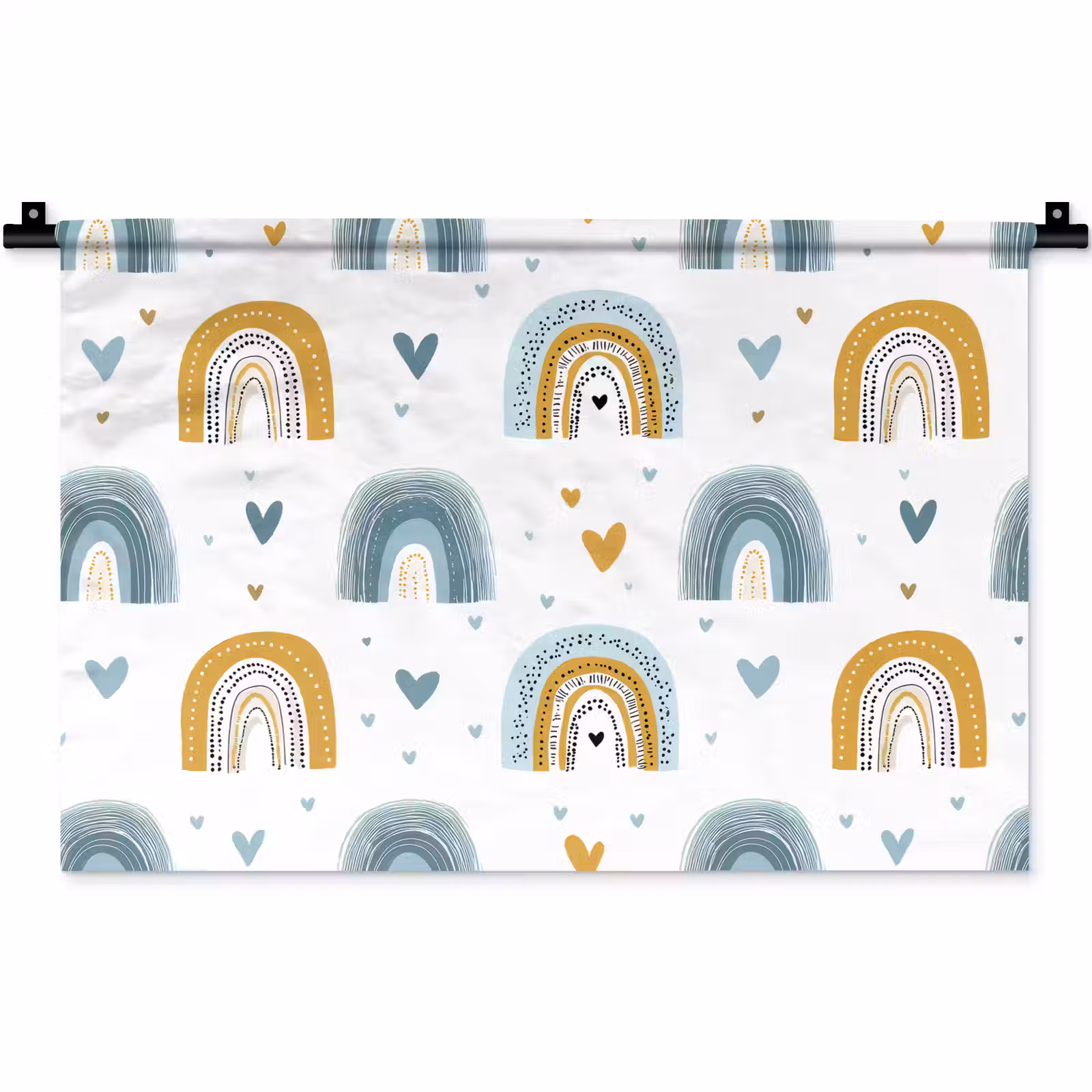 Wandkleed - Patroon - Regenboog - Hartjes — 1