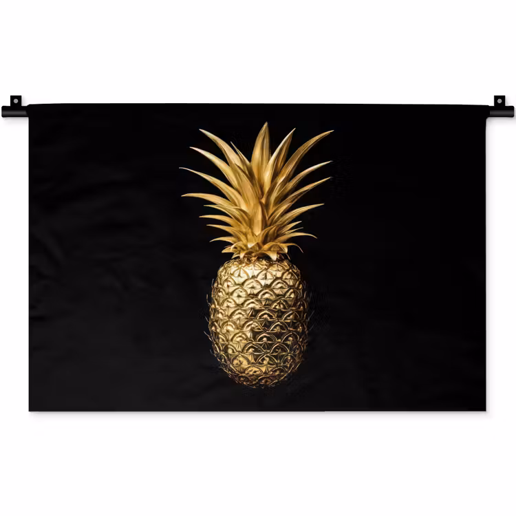 Wandkleed - Ananas - Zwart - Goud - Luxe — 1